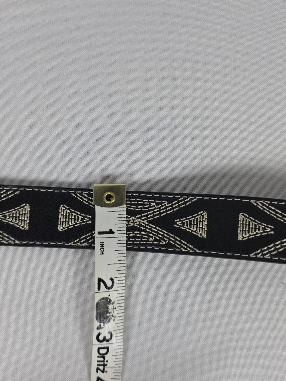 L&B Lucky & Blessed Western Belt Black Rhinestone Buckle Stitching Size S Womens